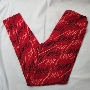 LULAROE Leggings One Size ❤️ Love Valentine's Day Red